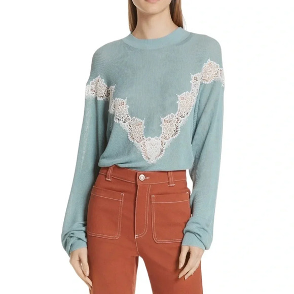 See by Chloé Chevron Lace Sweater Size XL New with FLAW - Picture 16 of 16